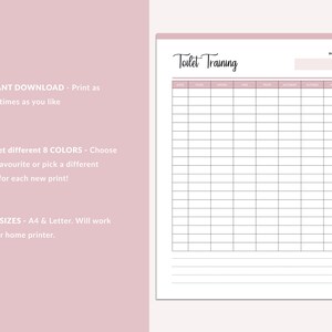 Pode incluir: Gr&aacute;fico de treino para ir ao banheiro imprim&iacute;vel com colunas para data, comida, &aacute;gua, molhado, coc&ocirc;, acidente, hora, notas e um espa&ccedil;o para o nome da crian&ccedil;a.