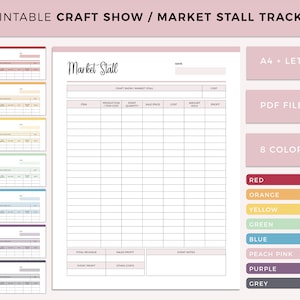 Craft Show Tracker imprimible, Planificador de ferias de artesanía, Planificador de puestos de mercado, Formularios de exhibición de artesanía, Registro de exhibición de artesanía, Feria de artesanía A4 y carta de EE. UU.