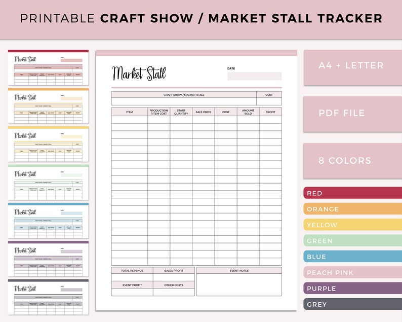 Craft Show Tracker Printable Craft Fair Planner Market Stall - Etsy