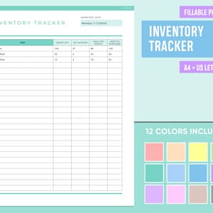 Editable Inventory Tracker Printable, Fillable Inventory Template, Digital Inventory Sheet, Inventory Management Spreadsheet