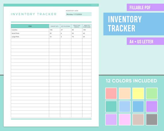 Editable Inventory Tracker Printable, Fillable Inventory Template, Digital Inventory Sheet, Inventory Management Spreadsheet