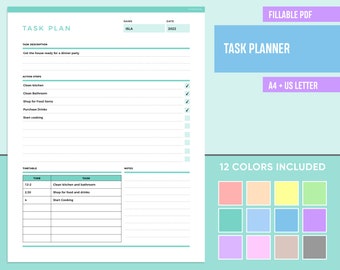 Editable Task Planner Printable, ADHD task planner, project planner, ADHD planner adult, task breakdown, task plan, job planner, office task