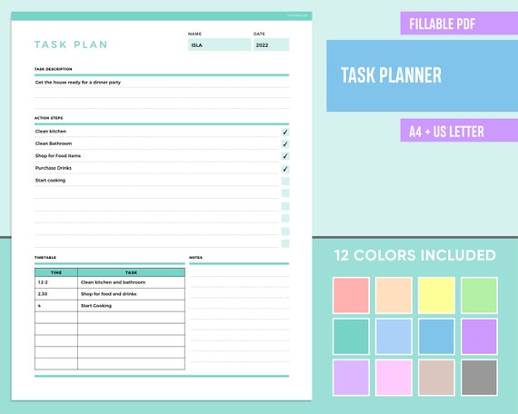 Editable Task Planner Printable ADHD task planner project - Etsy México