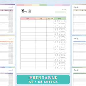 Movie Tracker PDF, Printable Film Watch list | Instant download movie watching log | Movie watching checklist | A4 and Letter size