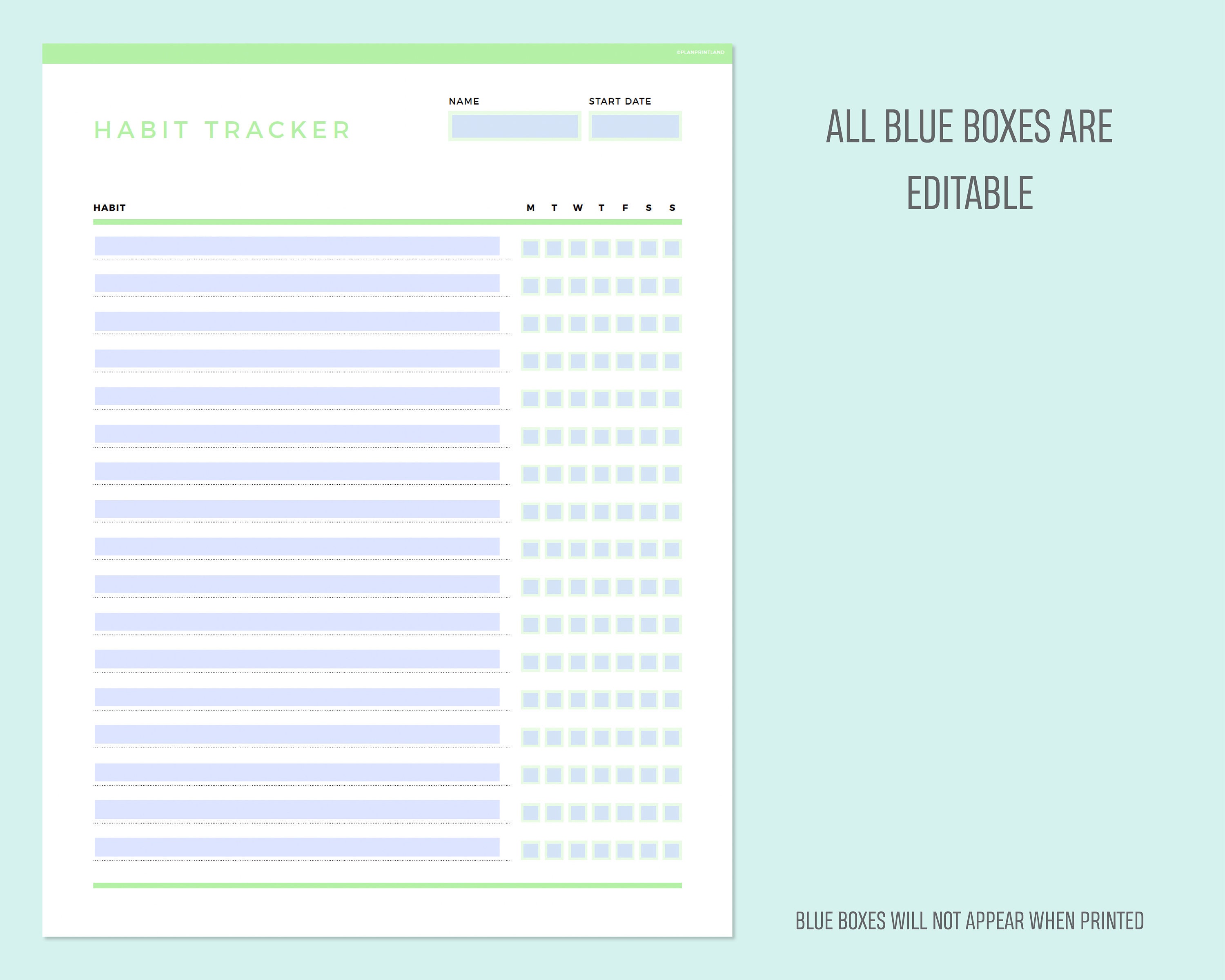 Editable Weekly Habit Tracker Printable, Fillable Daily Checklist ...