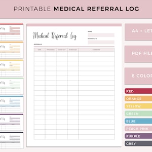 Medical Referral Log Printable, Referral Tracker for Referral Coordinators, Patient Referral Tracker, Track Templates, Appointment setting