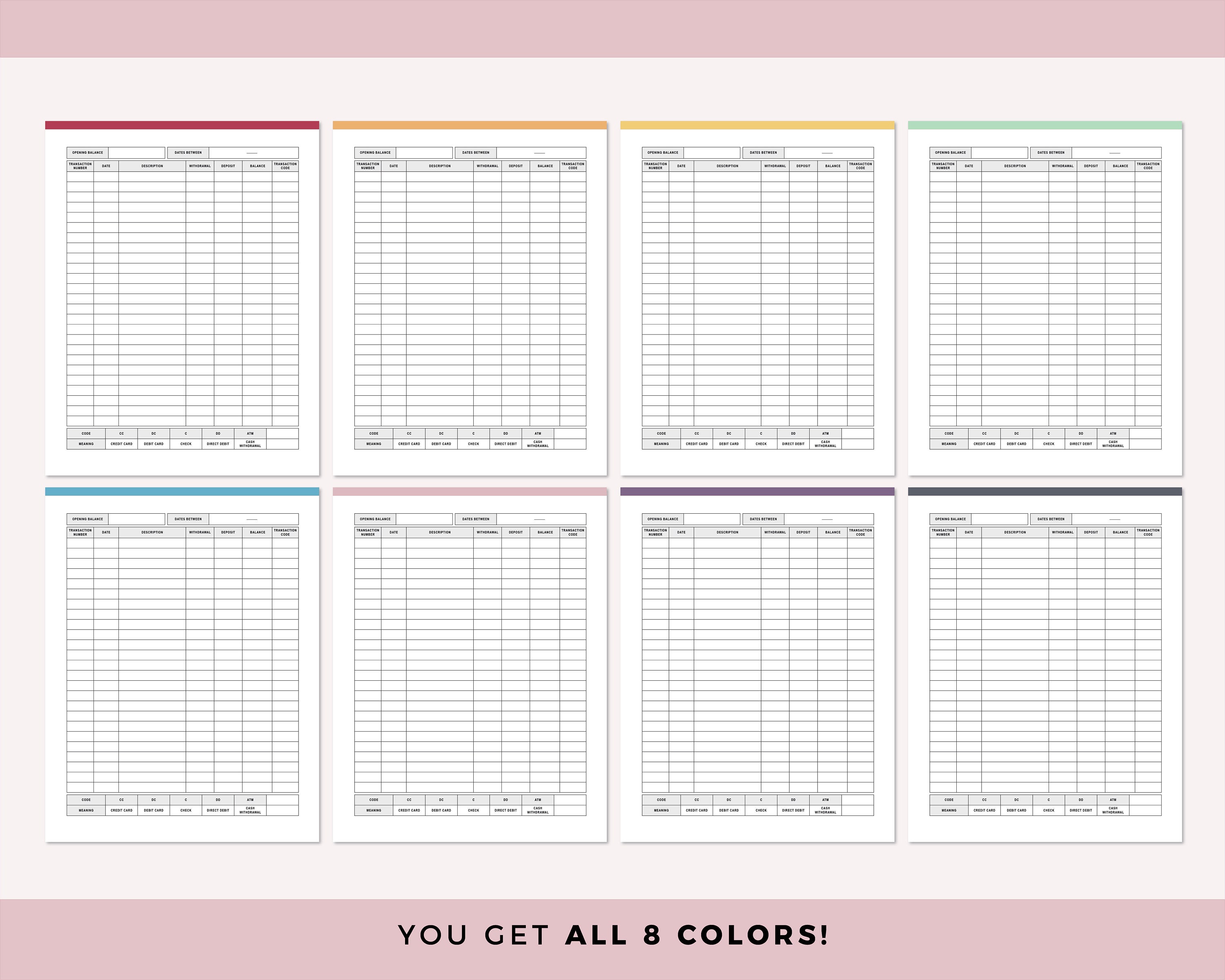 Printable Checkbook Register Check Book Balance Log Account Etsy Australia