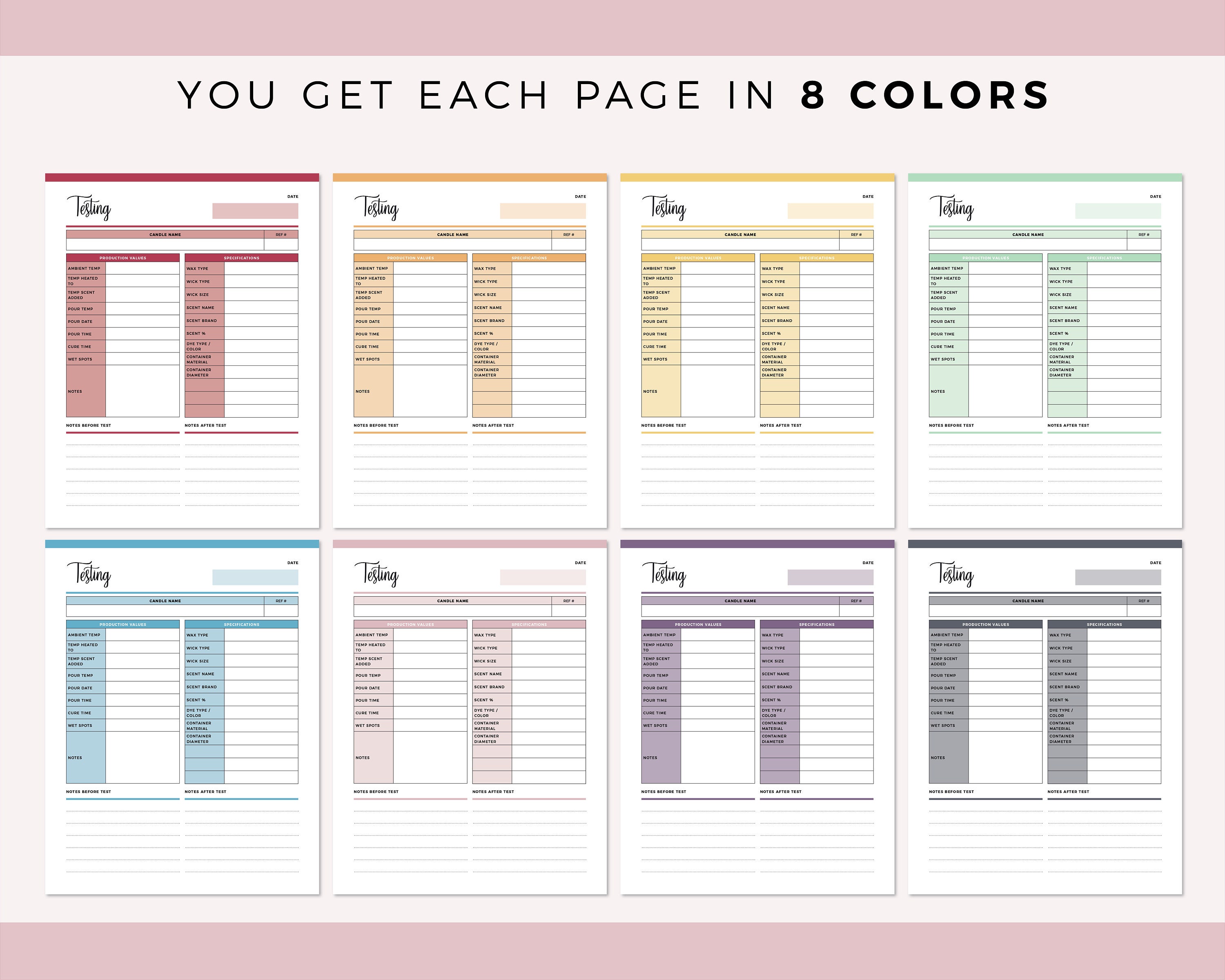 Candle Making Testing Sheet Printable Candle Burn Test Etsy Australia