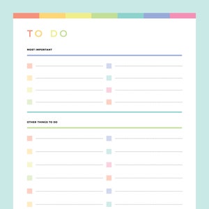 Printable to Do List for Kids, Rainbow Task Checklist for Childrens ...