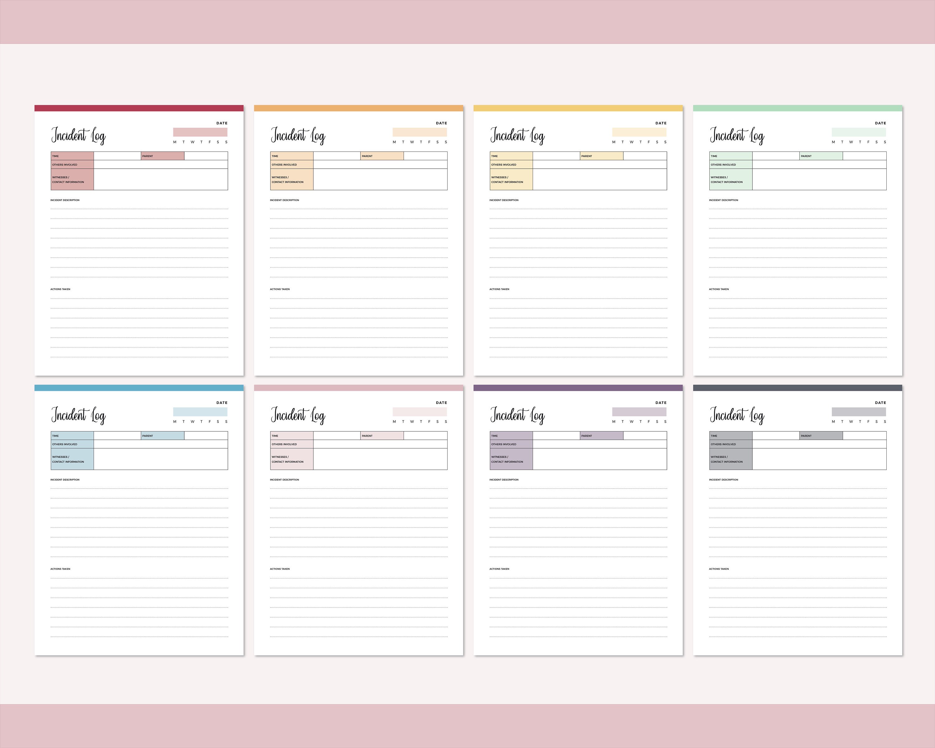 Printable Incident Log Print at Home Incident Reporting - Etsy