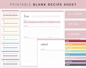 Blank Recipe Template Printable, Recipe Book Template, Recipe Page Template, Recipe Card Printable, Cookbook Template, Recipe Planner