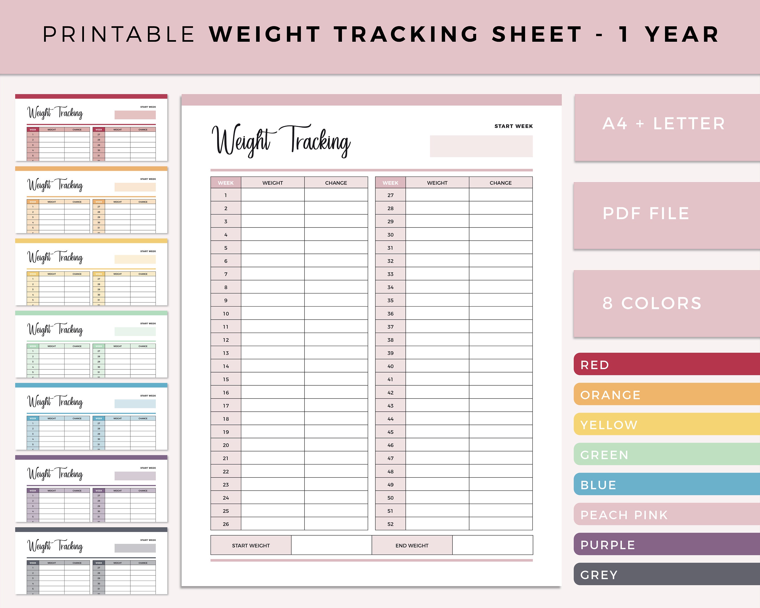 Weight Loss Tracker Printable Weight Loss Log Fitness