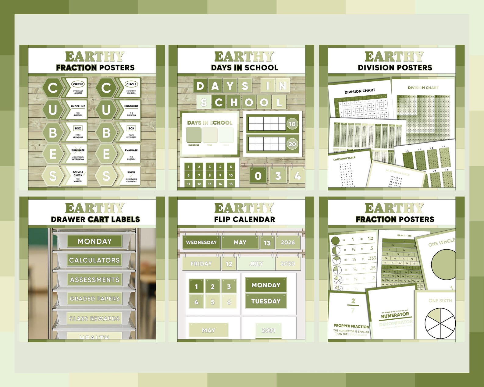 Green Classroom Decor Bundle | Calm Earthy Classroom Theme | Bulletin ...