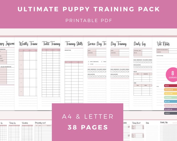 Printable Dog training planner, puppy training planner, service dog Dog training journal binder, Dog Owners, puppy binder, A4 and US letter