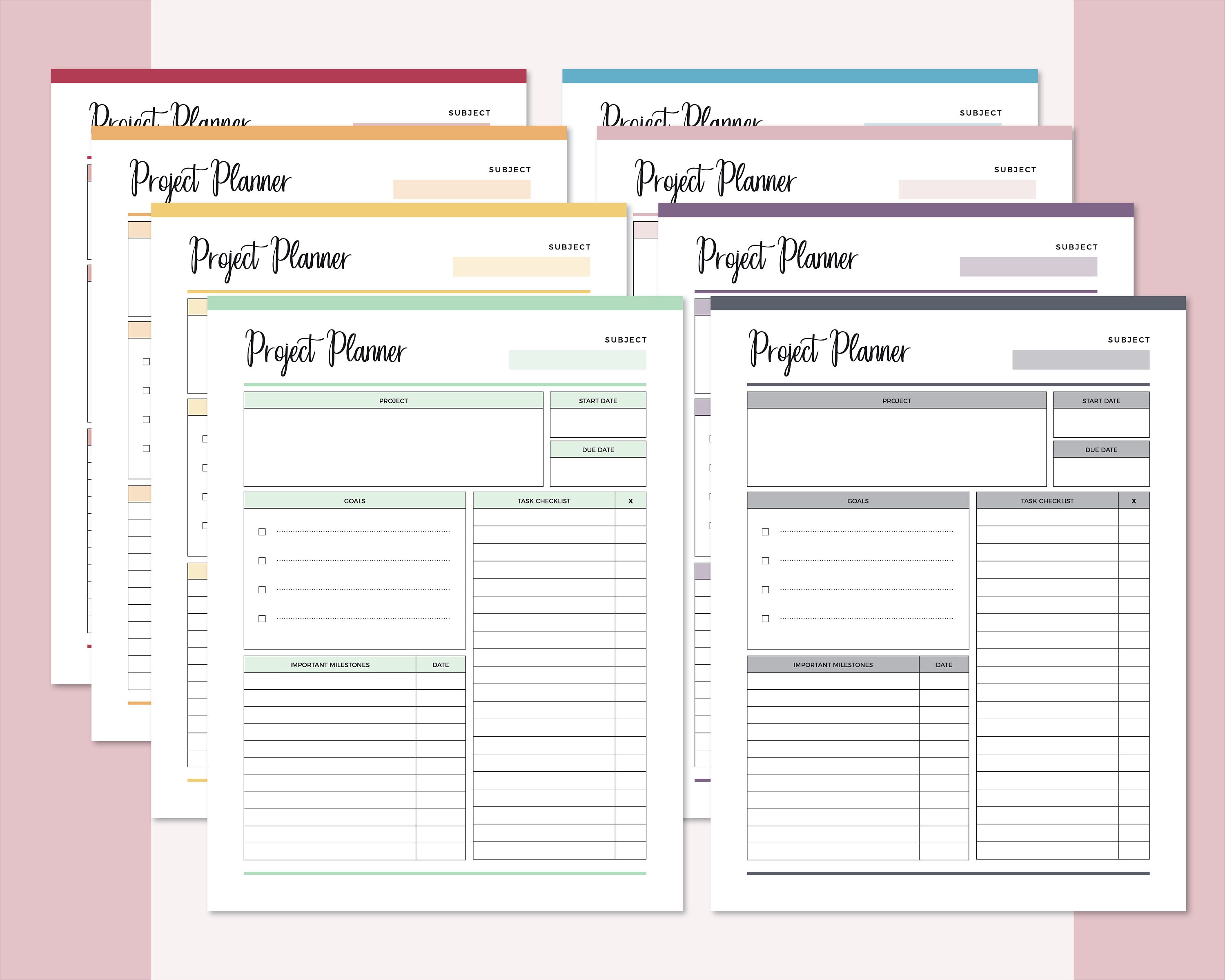 Printable Project Planner, Print at Home School Project Assessment ...