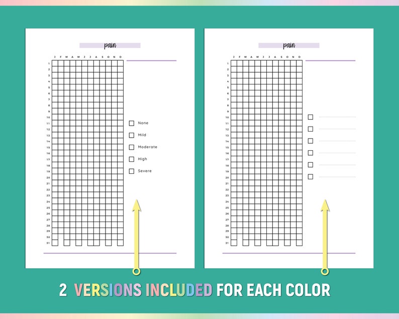 A5 Chronic Pain Tracker, Printable Pain Journal, Simple Body Ache Chart ...