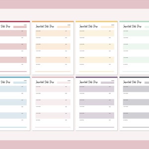 May include: Eight printable pages with a light grey background and black text. Each page has the title "Important Date Prep" and a list of blank lines with the words "Date" and "Notes" next to each line. The pages are in different colours: pink, yellow, green, light blue, peach, grey, purple, and light grey.