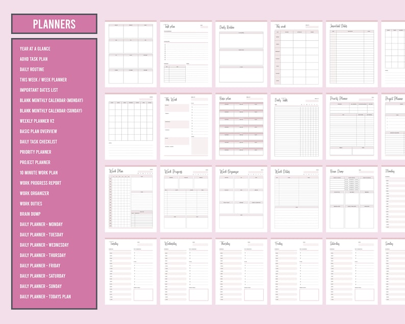 printable adhd planners