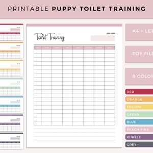 Afdrukbaar hond zindelijkheidstraining log, puppy zindelijkheidstraining tracker, nieuwe hondentraining, puppy zindelijkheidstraining, puppy trainer, A4 en US Letter