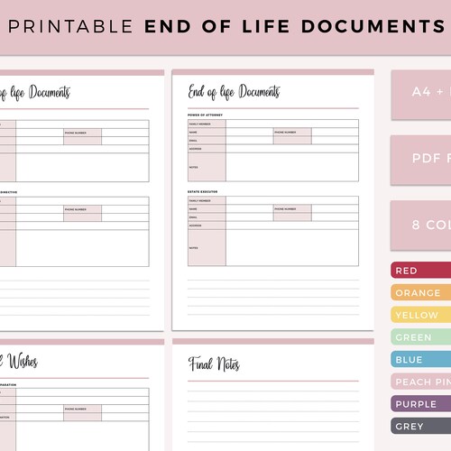 Emergency Printable Organizer Binder End of Life Legacy | Etsy