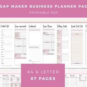 Soap business planner printable, soap shop binder, soap maker shop planner, soap making kit, A4 and letter size, print at home