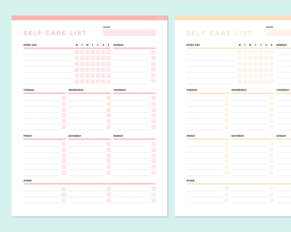 Editable Self Care Checklist Printable Self Care Planner - Etsy