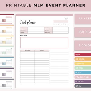MLM Event Planner, MLM Business Planner Printable, Event Recap Sheet, Party tracking sheet, Direct sales, Direct Marketing sheet