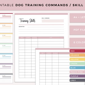 Printable Puppy Training Log, Dog Skill Training, Dog Command Tracker, Dog Training Sheet, Service Dog Training, Puppy Log, A4 and Letter