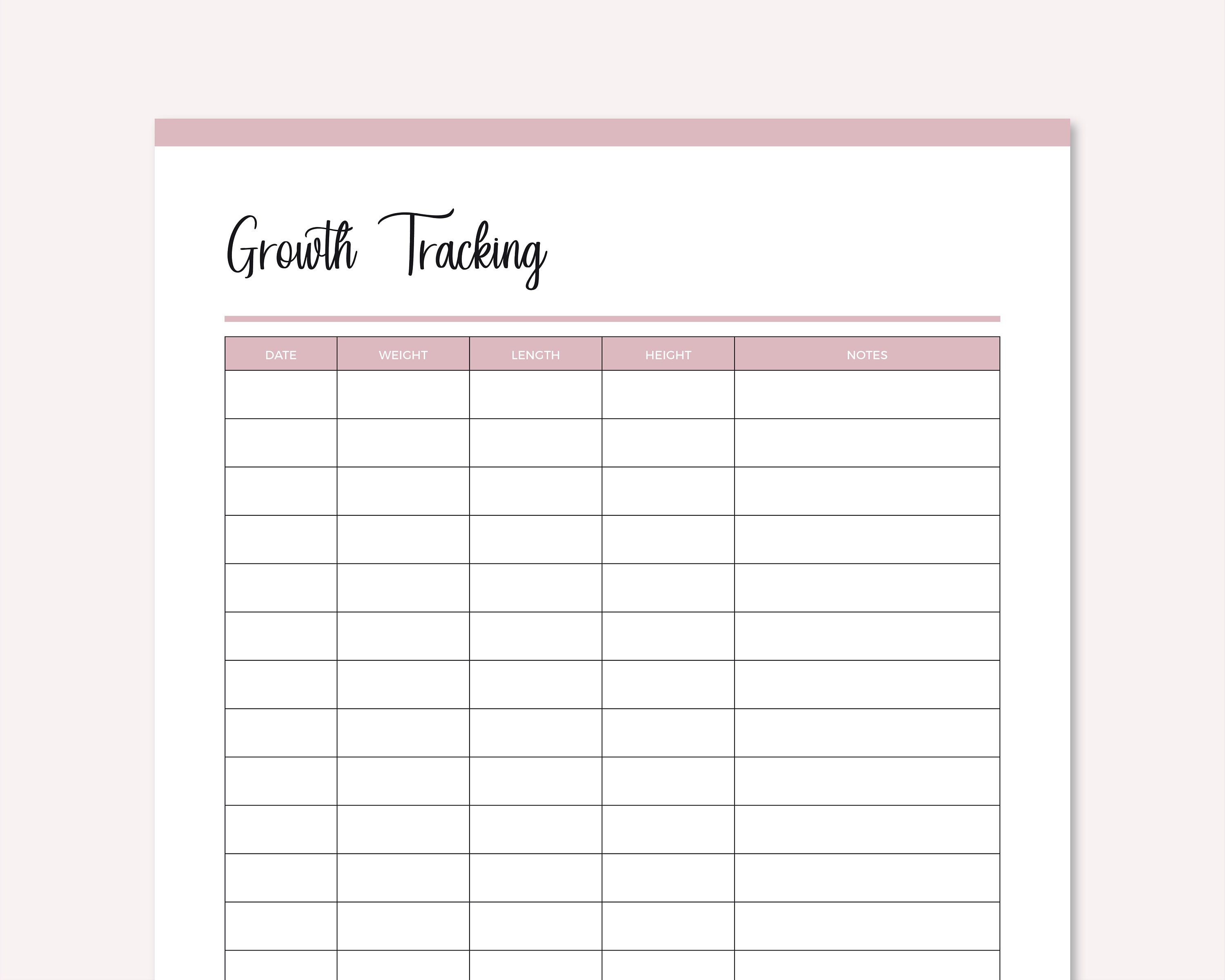 Printable Pet Growth Log Dog Growth Chart Cat Growth Chart | Etsy