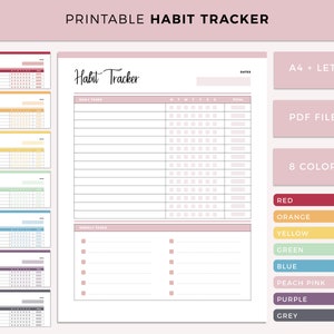 Printable habit tracker, daily task checklist, habit builder | Instant download pdf print planner pages | Planning pages and organization