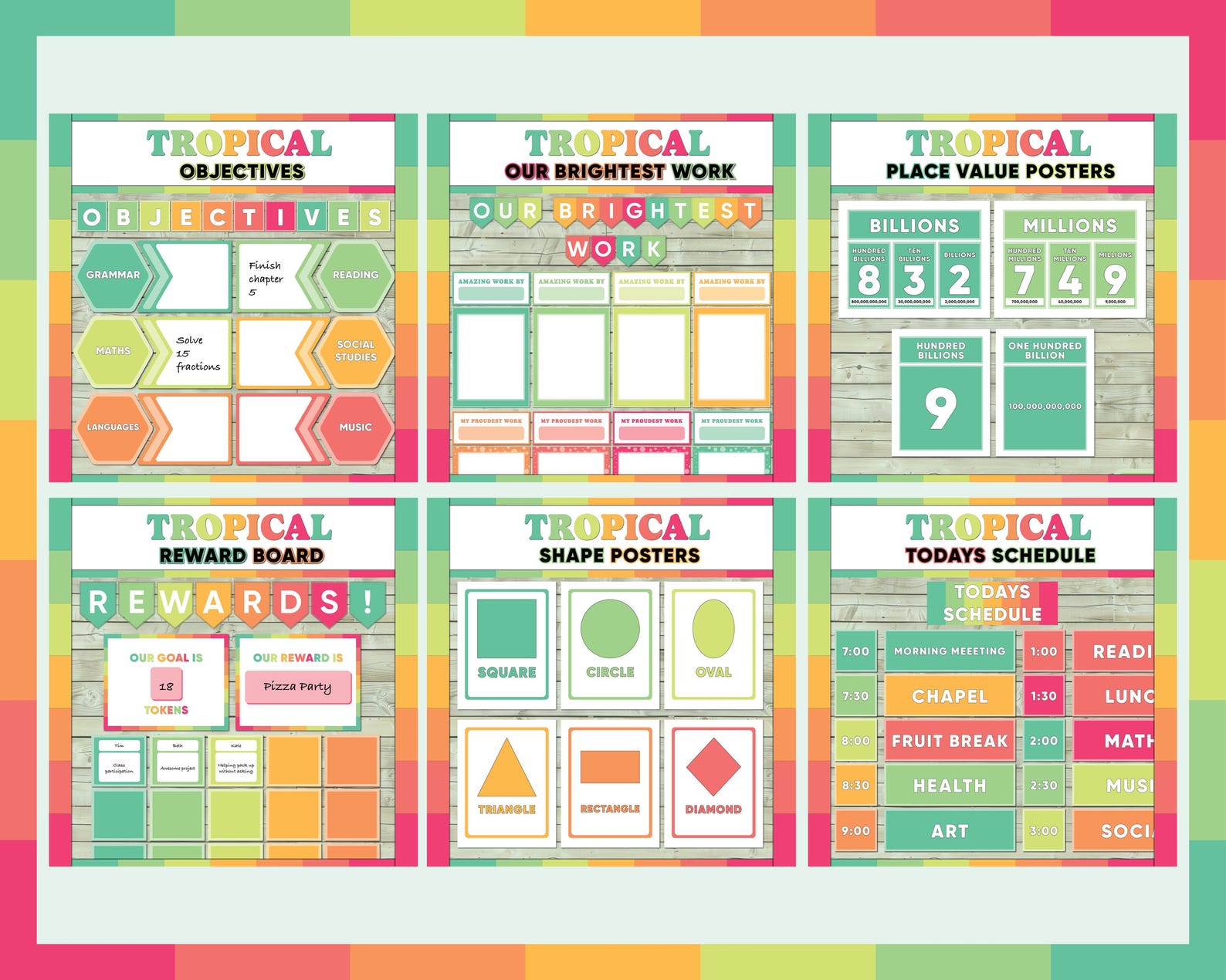 Tropical Classroom Decor Bundle: Printable Teacher Resources (PDF ...