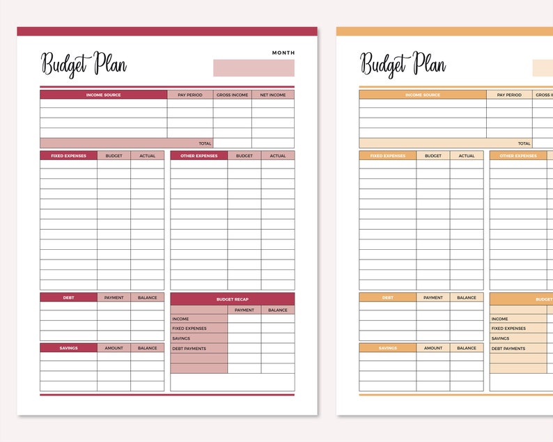 Printable Monthly Budget Planner, Budget Template, Finance Planner, Budget Plan, Financial Journal, Monthly Budget Sheet, A4 and Letter image 7