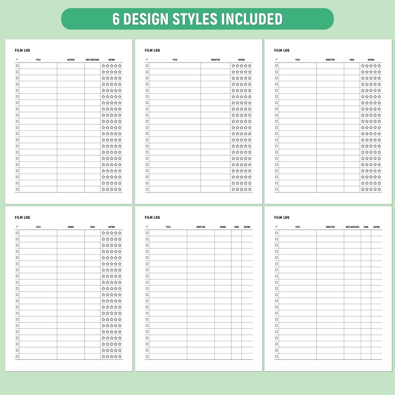 Film Log Printable, Movie Tracker Template, Film Journal, Movies ...