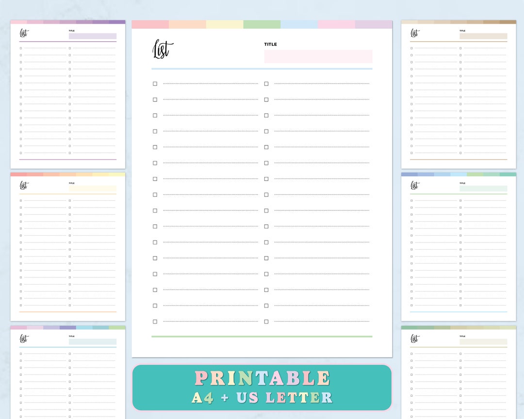 Checklist Template Printable to Do List Printable Etsy