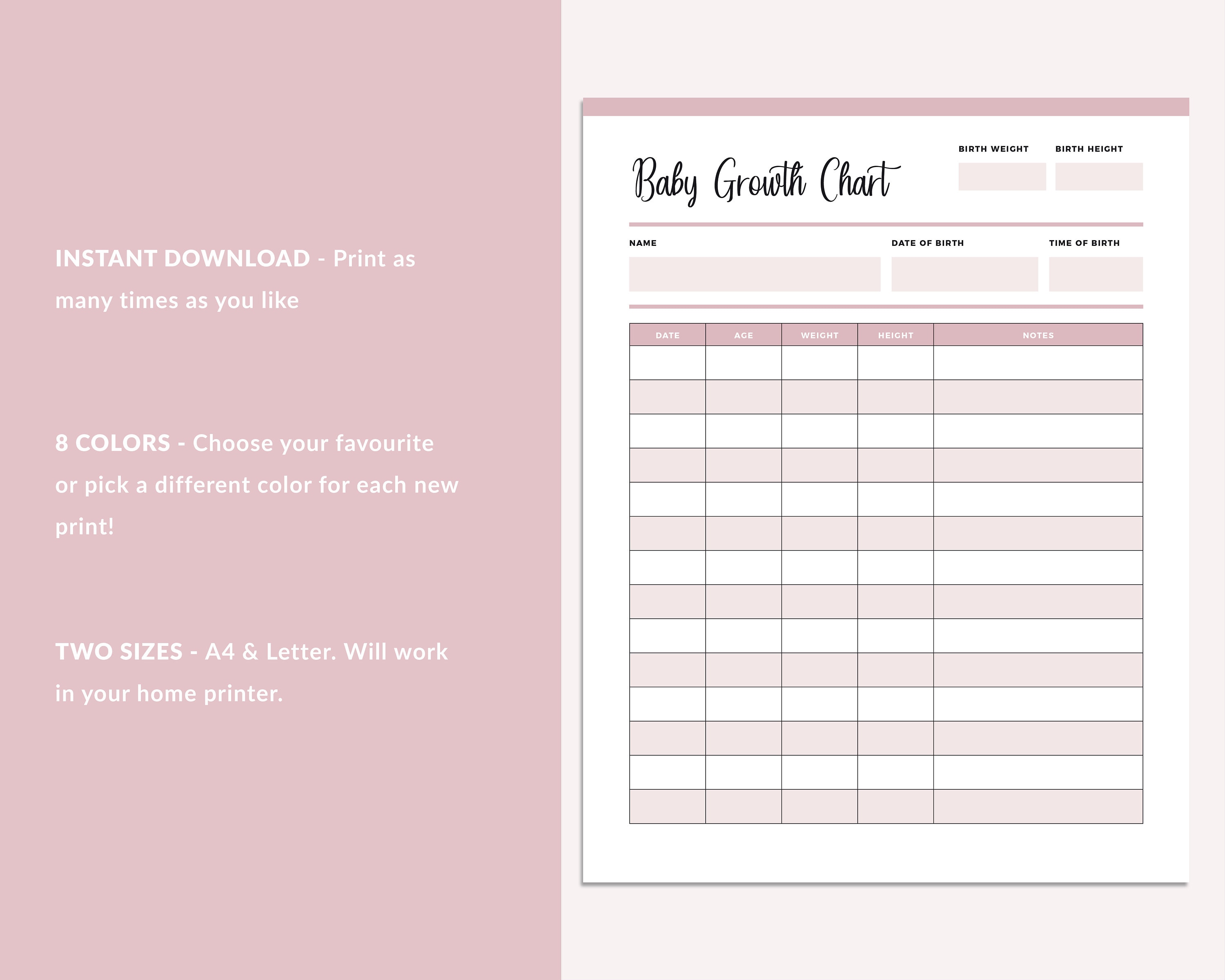 The Reincarnated Boy's Growth Log Printable Baby Growth Chart Infant Growth Log Growth - Etsy UK