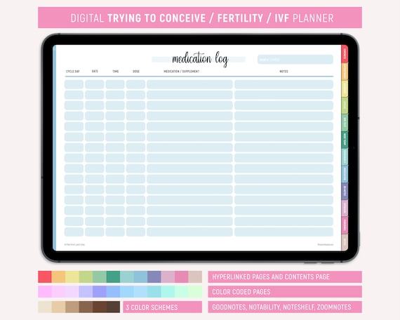 Digital Ivf Planner Ttc Journal Iui Medication Tracker - Etsy Canada