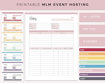 MLM Event Sales Sheet Printable, Event hosting Record, Direct sales, Direct marketing, Network Marketing business planner, A4 and letter
