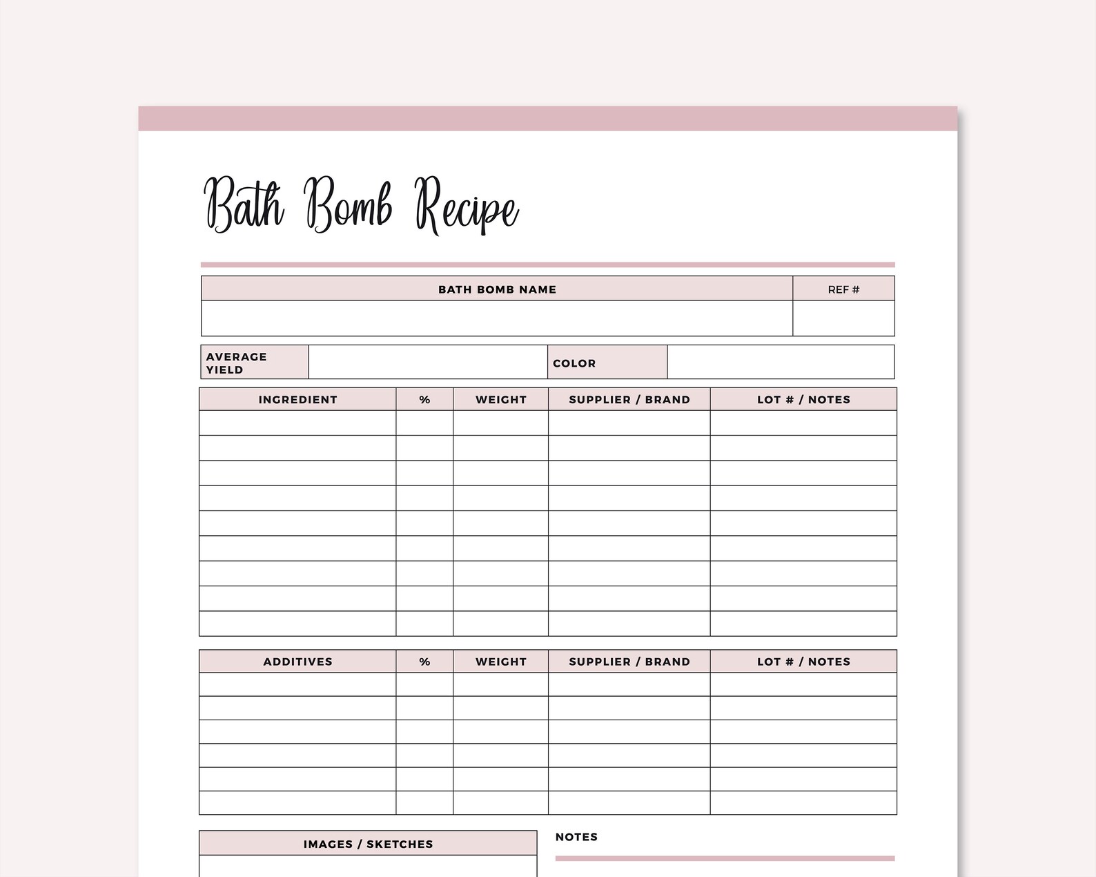 Printable bath bomb recipe sheet soap making planner soap Etsy