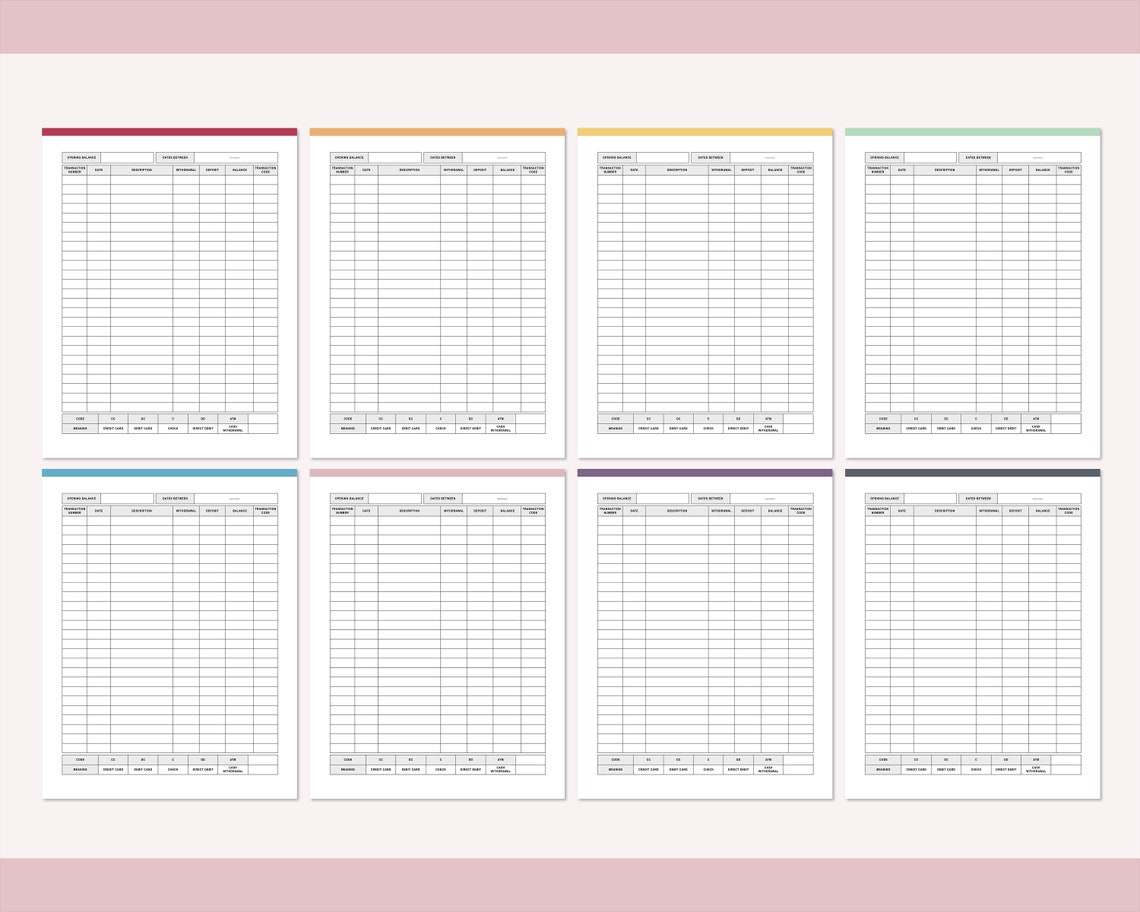 Printable check book balance log print at home expenses Etsy