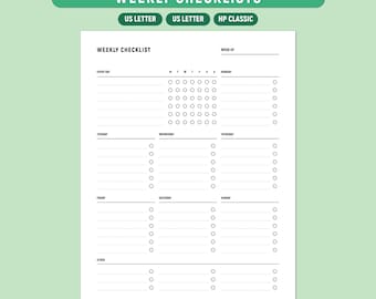 Wöchentliche Checkliste zum Ausdrucken, Aufgabenplaner, Woche auf einen Blick, Ausfüllbare To Do Liste, PDF, A4/Letter/EPS