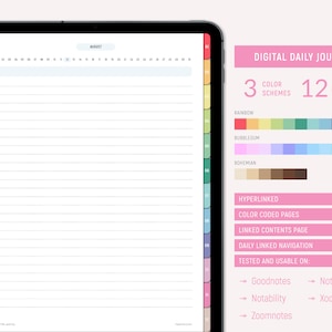 Digital Journal, Daily Journal Digital, Goodnotes Journal, Digital Diary, Mindfulness Journal, Hyperlinked Journal, Anxiety Journal, 365 day
