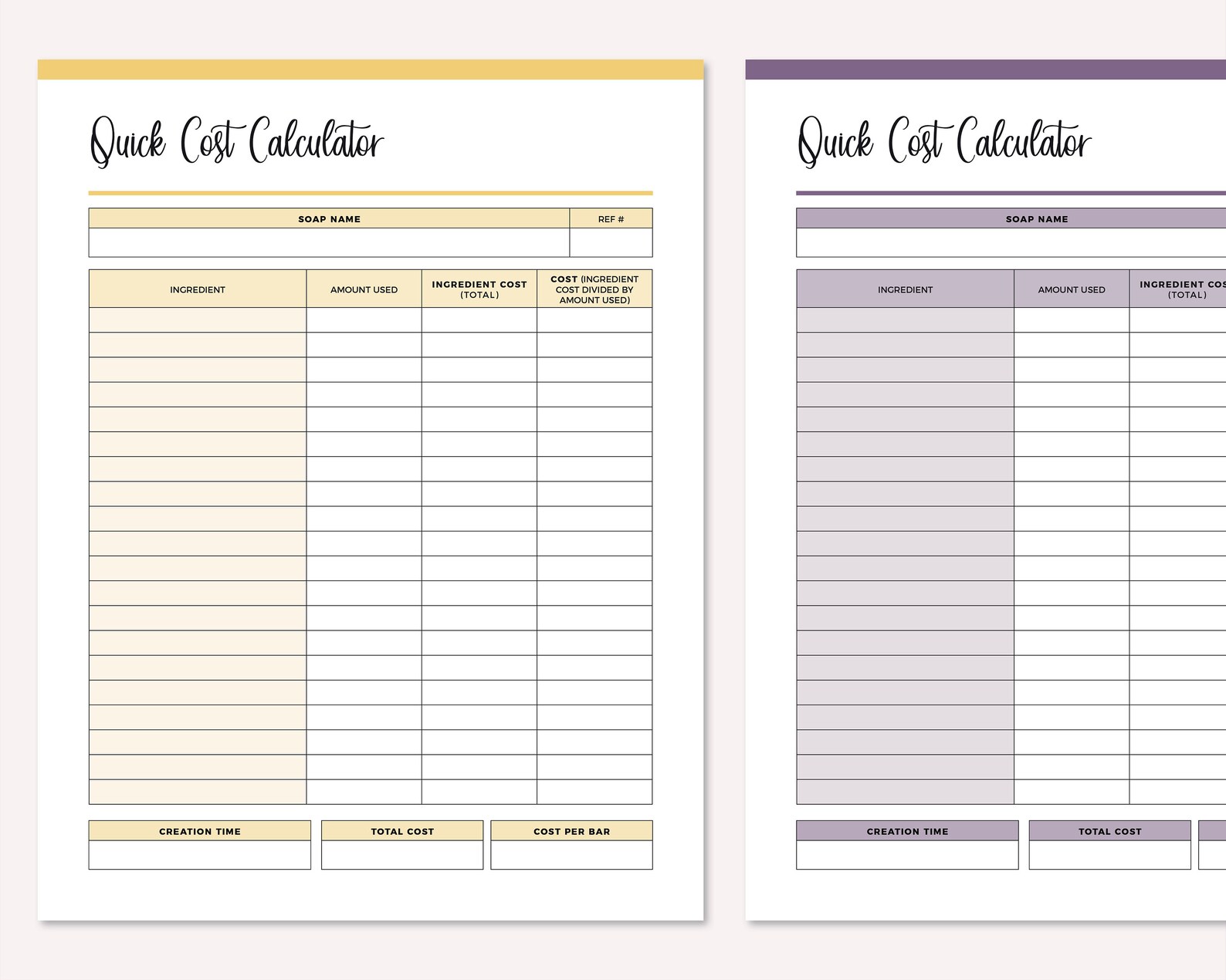 Printable Soap Making Cost Calculator Soap Maker Soap Making Etsy