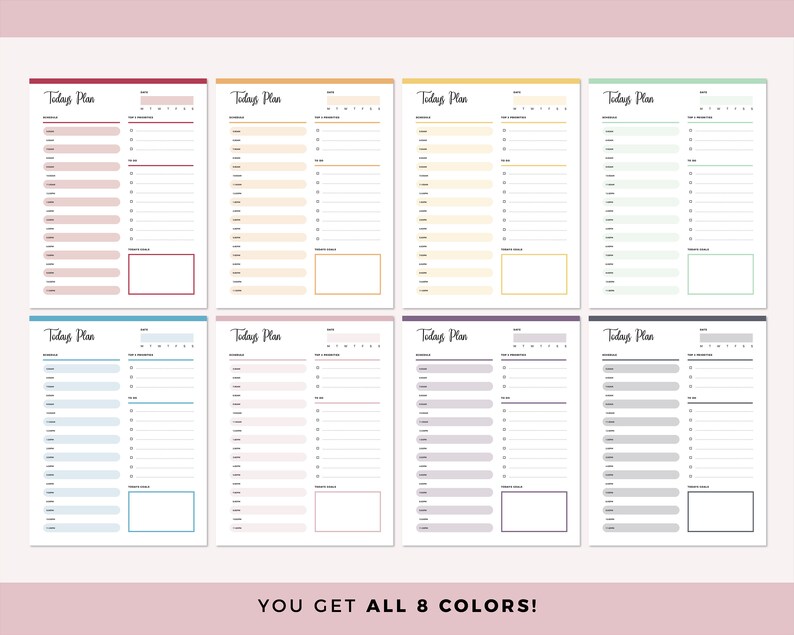 Day Planner Printable, Print at Home Daily Planner, 1 Hour Sections ...