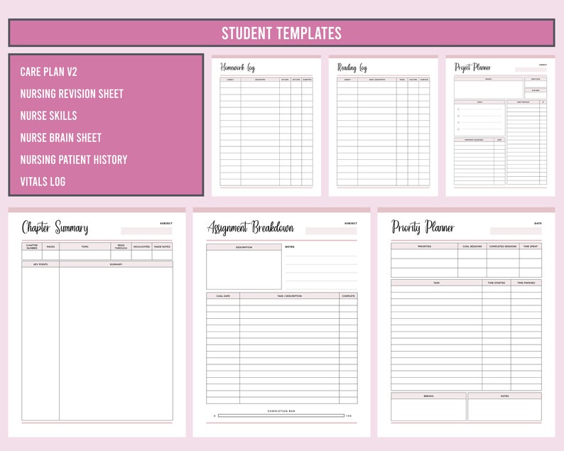 Student Nurse Planner Printable Nursing Student Planner Etsy Australia