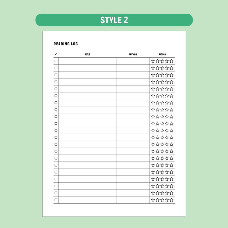 Reading Log Printable, Book Tracker Template, Reading List Journal ...
