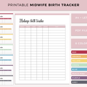 Printable Midwife Birth Tracker, Student Midwife Delivery Log, Babies Delivered, Birth Counter, Midwifery Record Keeping Template