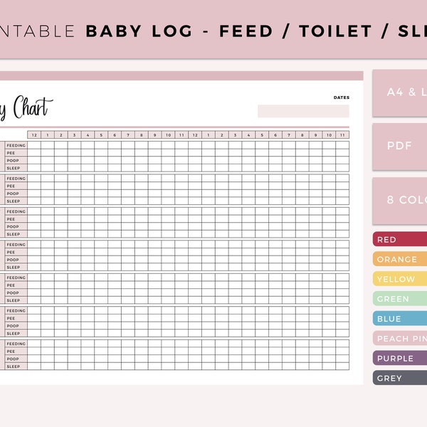 Printable Baby care Log, babysitter printable, baby tracker, feeding tracker, Newborn Tracker, Baby Journal, Breastfeeding, Diaper Change