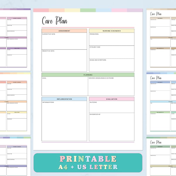 Printable Nursing Care Plan Template, Nursing Student Care Plan, Nurse Care Plan, Nursing School Care Plan, Nursing Diagnosis