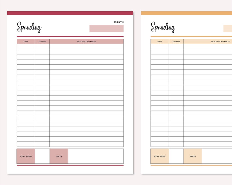 Printable Spending Tracker, Expense tracker, spending sheet, purchase log, Personal Finance Planner, Daily Spending sheet, business expense image 7