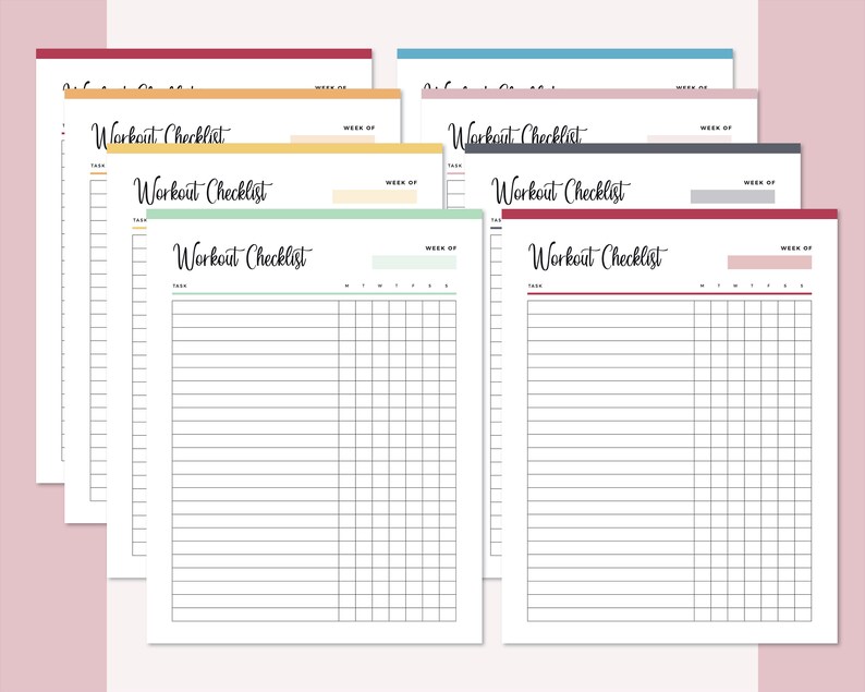 Printable Workout Checklist Print at Home Daily Exercise | Etsy